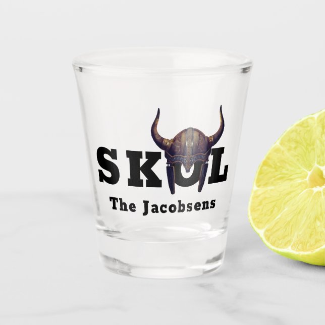 Vaso de chupito Skol y Casco con Cuernos (Anverso)