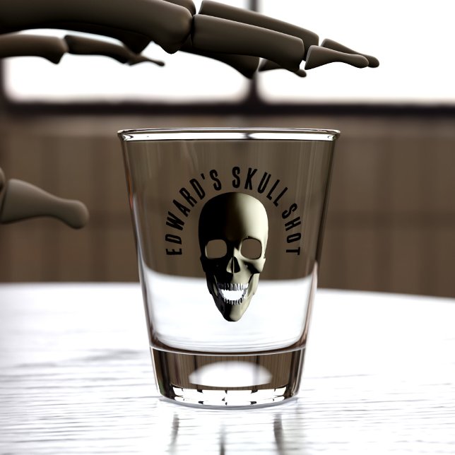 Vaso De Chupito Skull Halloween Party (Skull shot glass for your Halloween party. Just add your name)