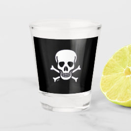 Vaso De Chupito Skull n Bones vidrio negro de disparo