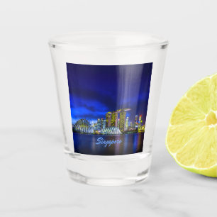 Vaso De Chupito Skyline Ciudad De Singapur De Noche