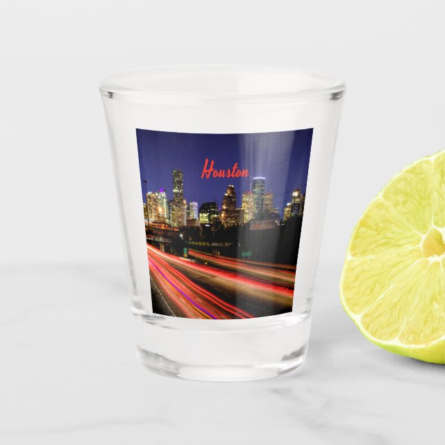 Vaso De Chupito Skyline de Houston Texas (Anverso)