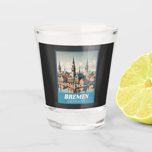 Vaso De Chupito Skyline Retro Bremen (Anverso)