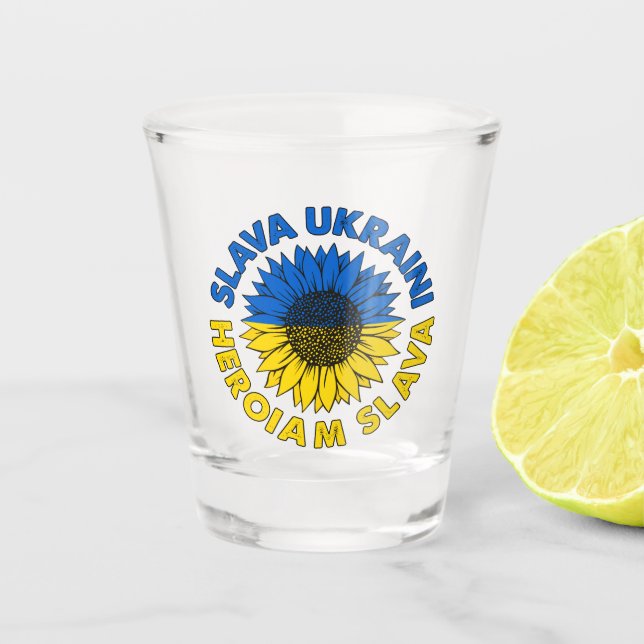 Vaso De Chupito Slava Ukraini Heroiam slava girasol Ucrania  (Anverso)