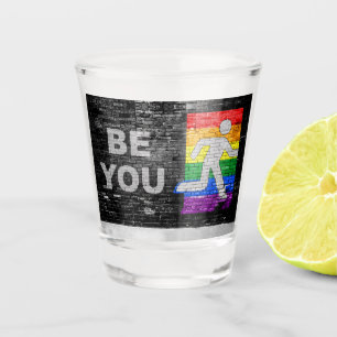 Vaso De Chupito SlipperyJoe's Be You brick wall stick figure rainb