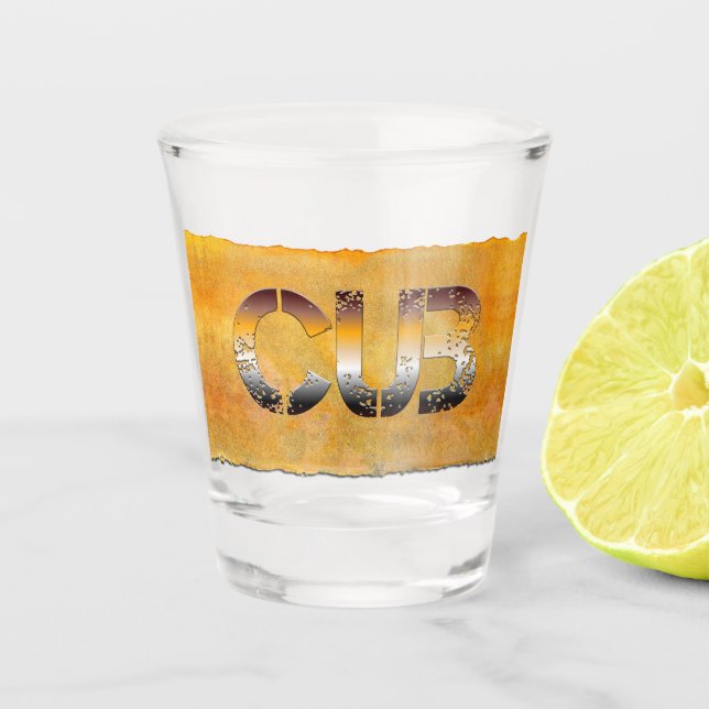 Vaso De Chupito SlipperyJoe's cub word naranja-tonos marrones pro (Anverso)