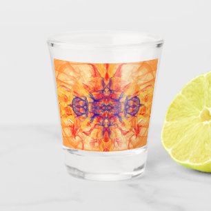 Vaso De Chupito SMOKE naranja - Arte Fractal - Vidrio de disparo