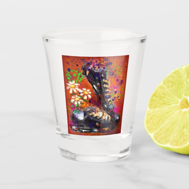 Vaso De Chupito Sneakers and Daisies Impresionista Naranja Magnet (Anverso)