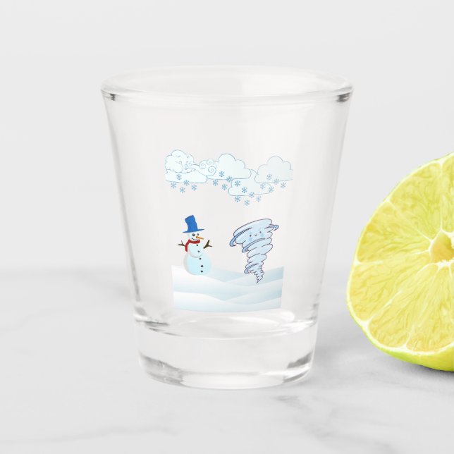 Vaso De Chupito Snowman de invierno y viento (Anverso)
