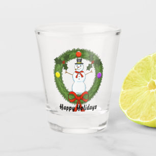 Vaso De Chupito Snowman en Wreath Shot Glass