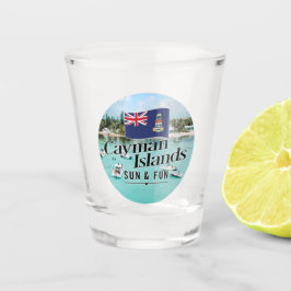 Vaso De Chupito "Sol y diversión de las Islas Caimán" con bandera