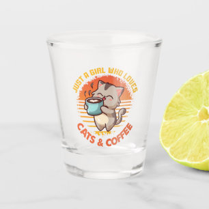 Vaso De Chupito Sólo un Chica que ama los gatos y el café