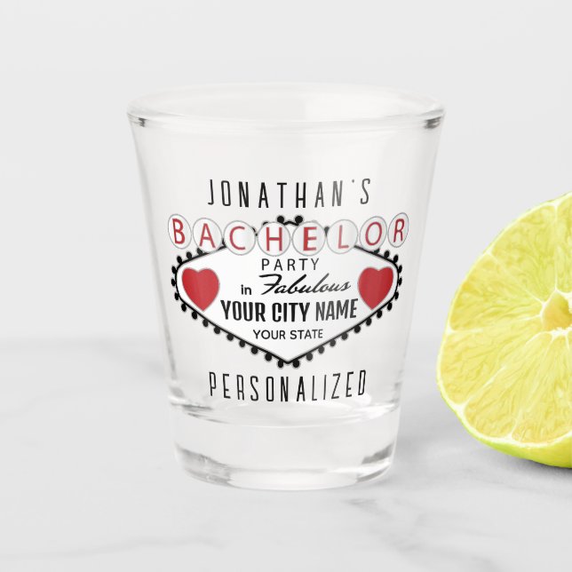 Vaso De Chupito Soltero - Estilo Vegas - Rojo  (Anverso)