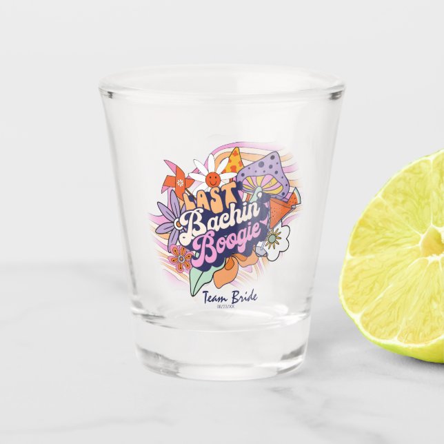 Vaso De Chupito Solterona Groovy de los 70 Última Fiesta Desmadre  (Anverso)