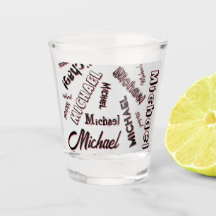 Vaso De Chupito Sombra de color de rosa monograma de patrón de nom