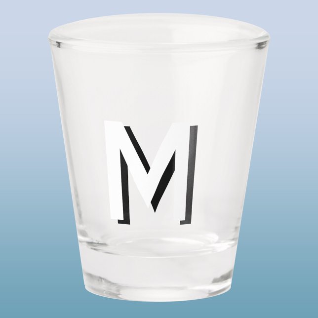 Vaso De Chupito Sombra inicial monográfica simple (Modern monogram initial drop shadow personalized shot glass)