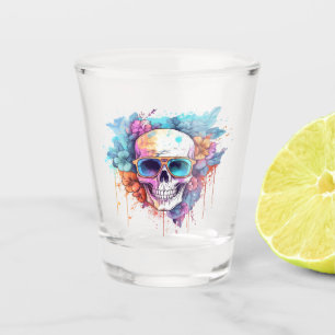 Vaso De Chupito Sombras florales de cráneo