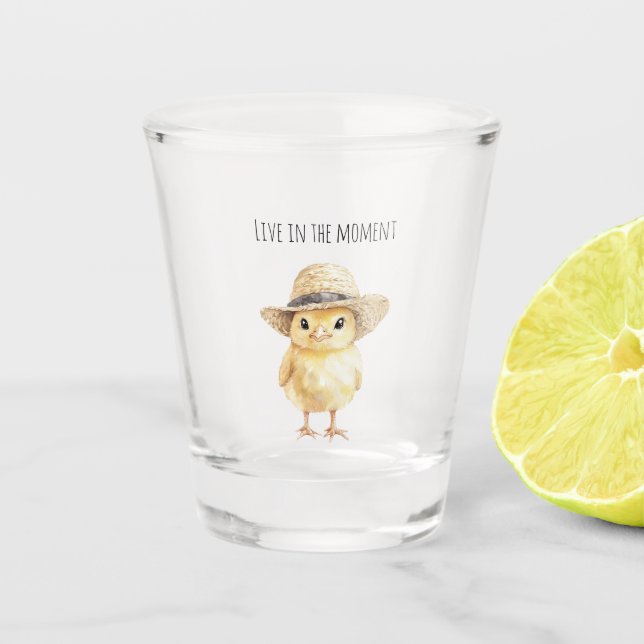 Vaso De Chupito Sombrero de Pollo Amarillo (Anverso)