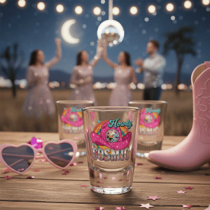 Vaso De Chupito Sombrero de Vaquero Bola de Discoteca Rosa Vaquera