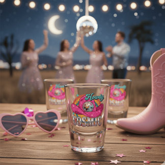 Vaso De Chupito Sombrero de Vaquero Bola de Discoteca Rosa Vaquera