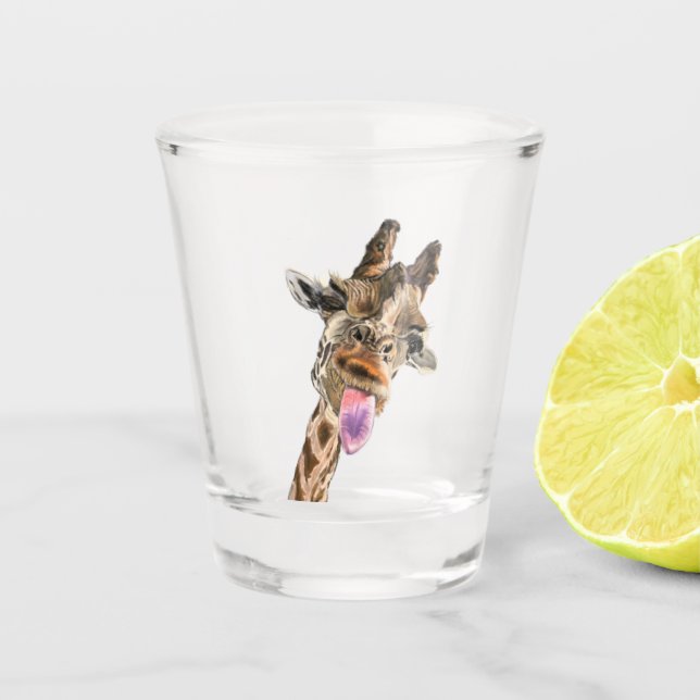 Vaso De Chupito Sonrisa divertida de jirafa con disparo de cristal (Anverso)