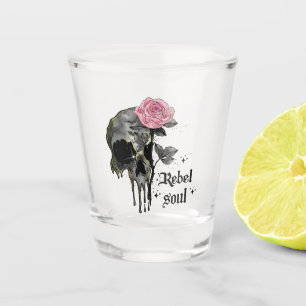 Vaso De Chupito Soul Rebel - Calavera gótica con rosa rosado