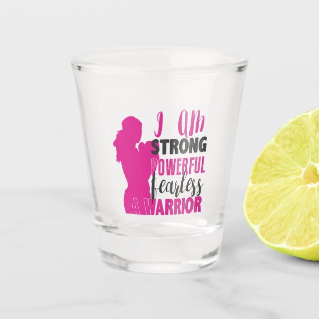 Vaso De Chupito Soy Fuerte, Poderoso, Sin Miedo. Un guerrero (Anverso)