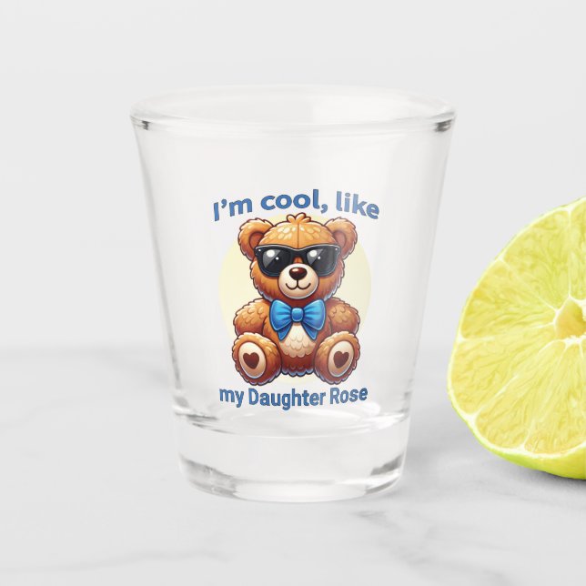 Vaso De Chupito Soy Guay Teddy Bear con Personalizable Blue Bow (Anverso)