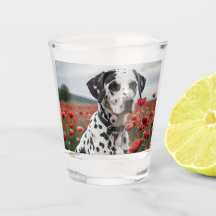Vaso De Chupito **"Spots of Joy: Dalmatian in a Red Poppy Field"**
