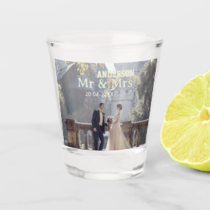 Vaso De Chupito Sr & Sra agregar nombre de familia foto fecha boda