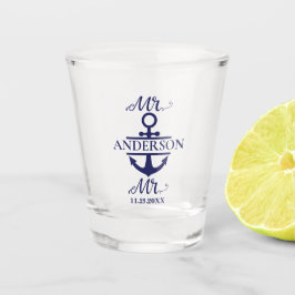 Vaso De Chupito Sr. y Sr. Nautical Anchor Gay Wedding Favor