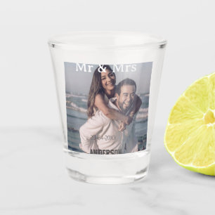 Vaso De Chupito Sr y Sra agregan apellido foto fecha boda familia