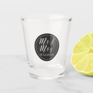 Vaso De Chupito Sr. y Sra. Boda elegante monogramado