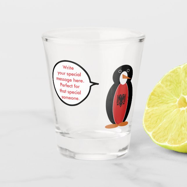 Vaso De Chupito Sra. Pingüino Personalizada Albania (Anverso)