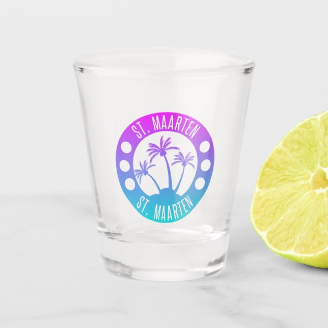 Vaso De Chupito St. Maarten Blue Gradient Sint Martin (Anverso)