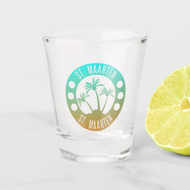 Vaso De Chupito St. Maarten Ocean Aqua Blue Gradient Sint Martin (Anverso)