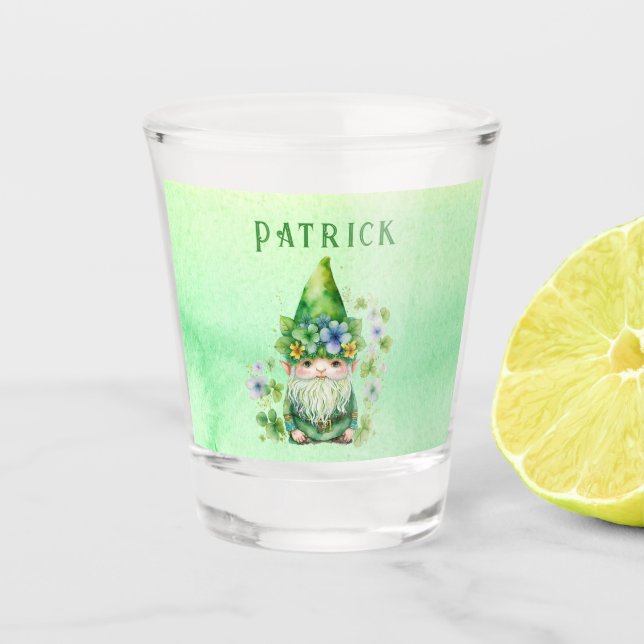 Vaso De Chupito St Patricks Day Gnome Leprechaun Personalizado (Anverso)