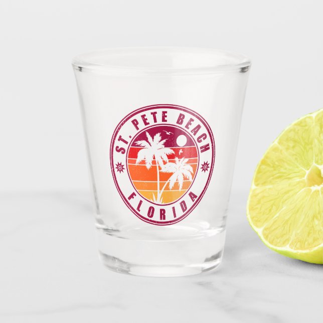 Vaso De Chupito St. Pete Beach Florida Retro Sunset Palm Tree 60 (Anverso)