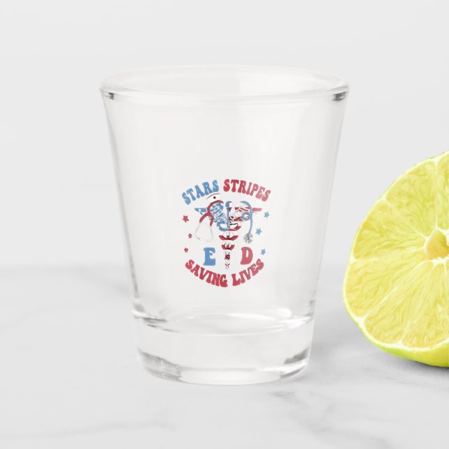 Vaso De Chupito Stars Stripes E D Salvando vidas (Anverso)