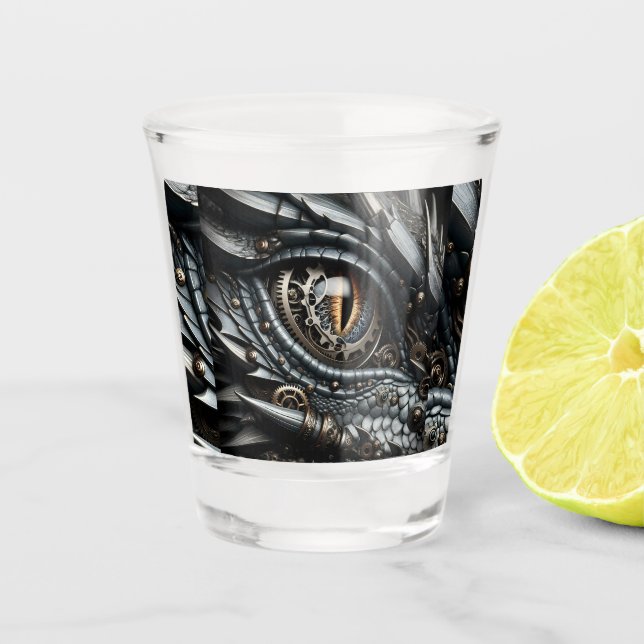 Vaso De Chupito Steampunk Dragon Oye Closeup Ai Art Personalizado (Anverso)