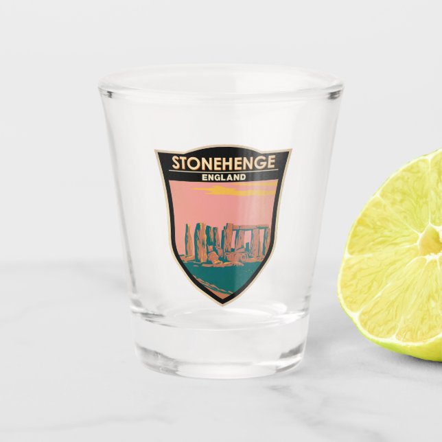 Vaso De Chupito Stonehenge Travel Art Retro Ilustracion (Anverso)