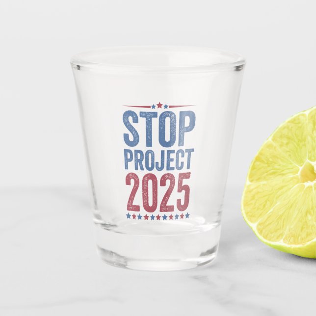 Vaso De Chupito Stop Project 2025 Patrocinio estadounidense Trump  (Anverso)