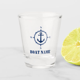 Vaso De Chupito Su ancla del compás de los azules marinos del