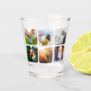Vaso De Chupito Su plantilla de 6 fotos redondeadas de vidrio de d