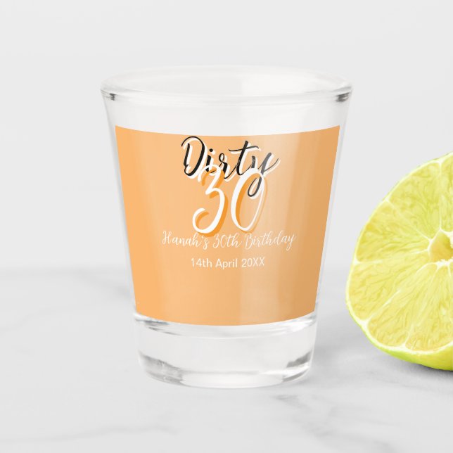 Vaso De Chupito Sucio anuncio de cumpleaños retro simple y naranja (Anverso)