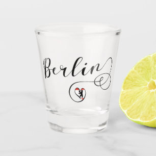 Vaso De Chupito Sudadera del corazón de Berlín, Alemania, Bandera 