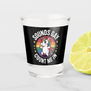 Vaso De Chupito Suena Gay Cuenta Conmigo Arcoíris Unicornio Orgull