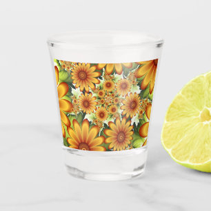 Vaso De Chupito Sueño floral, arte fractal de flores abstractas mo