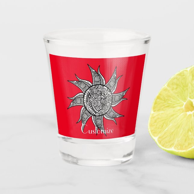 Vaso De Chupito Sun Tattoo Thunder_Cove al estilo Henna (Anverso)