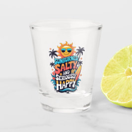 Vaso De Chupito Sunburned Salty and Happy – Retro Beach Vibes