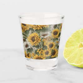 Vaso De Chupito Sunflowers Daises #2 -